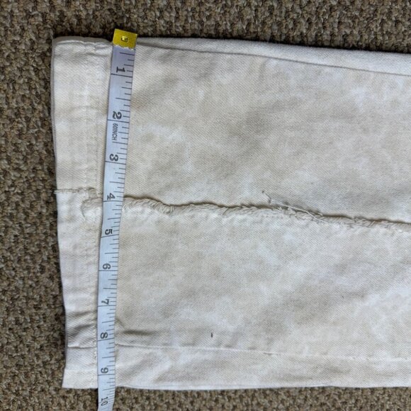 Zara Double Waistband Boho Freyed Tan and Cream wide leg Jeans NWOT Sz 6 - Picture 12 of 15